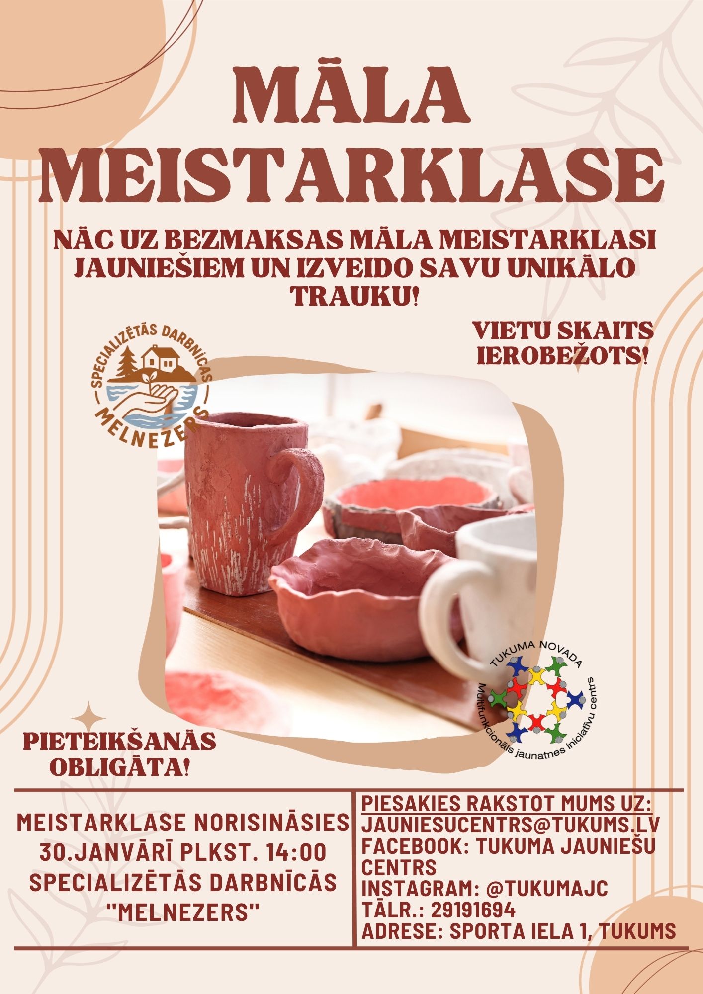 Beige and Maroon Ceramic Workshop Flyer