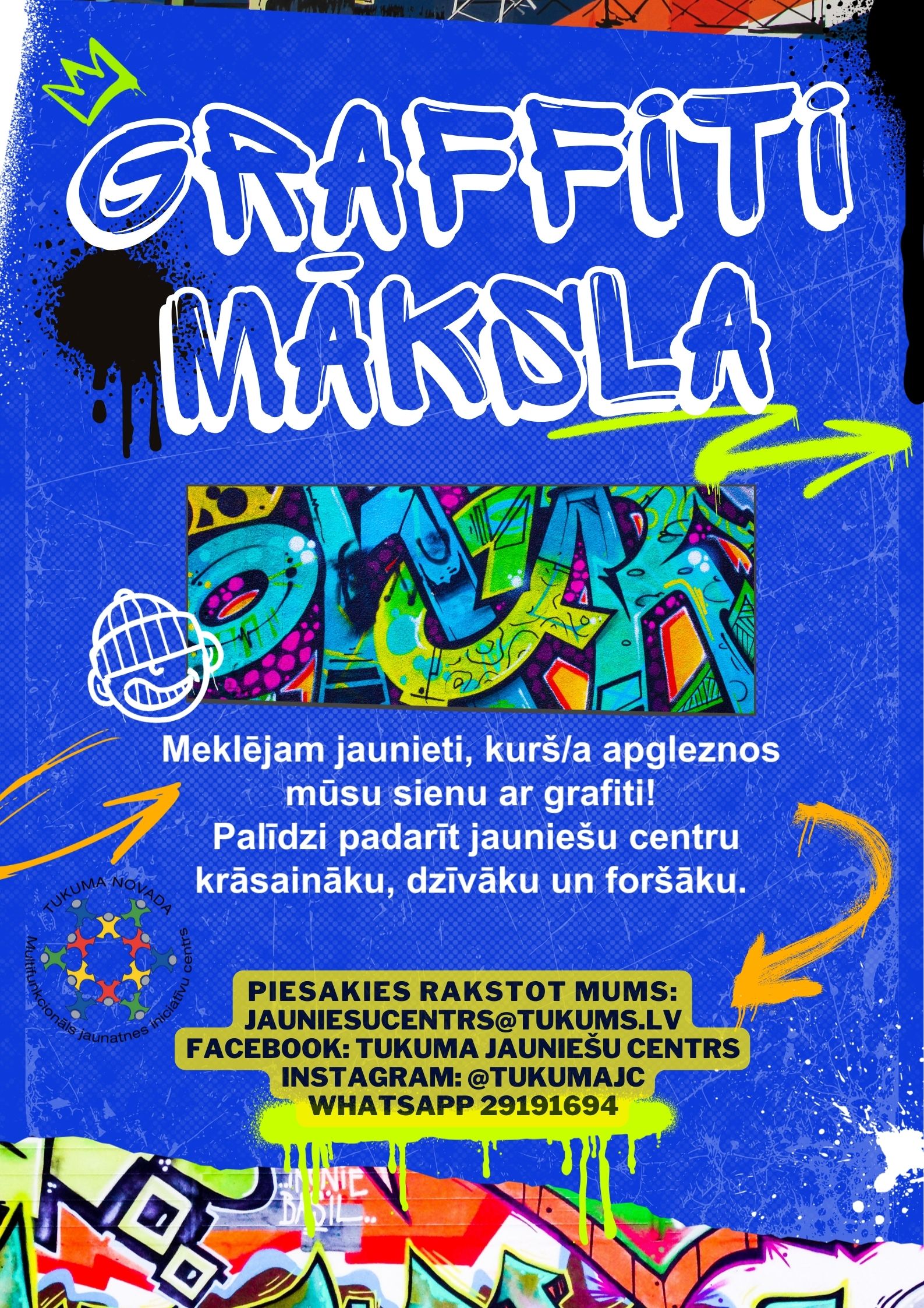 Blue Green Collage Street Art Graffiti Poster